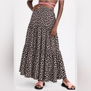 LA DOUBLEJ LEOPARD BIG SKIRT MAXI RUFFLE SIZE SMALL